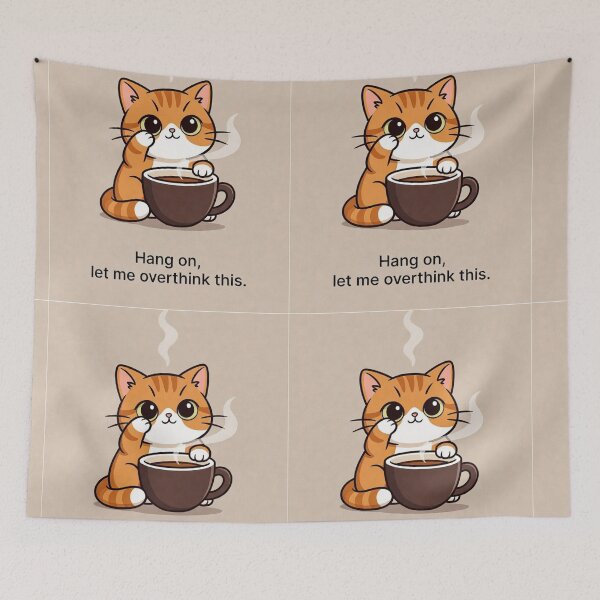 Item preview, Hang On, Let Me Overthink This Cute Cat Shirt | Funny Anxiety Humor Gift designed and sold by GalleryPeak.