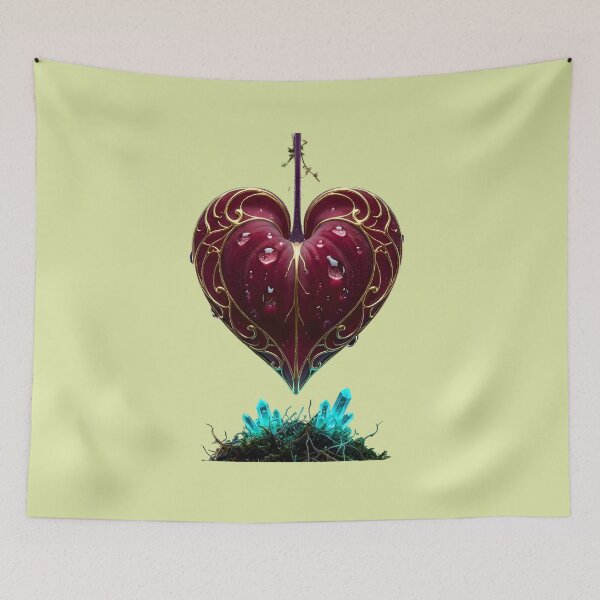 Item preview, Gothic Bleeding Heart Flower with Glowing Cyan Crystals designed and sold by Utopian-Magic.