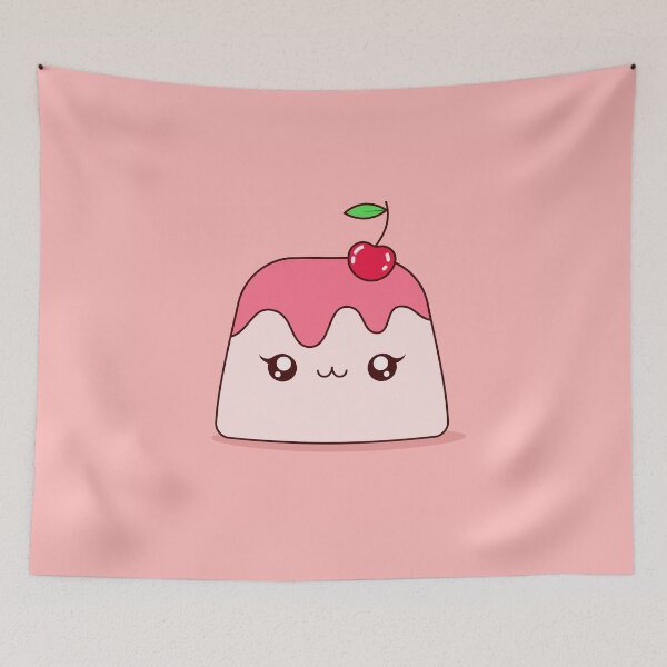Item preview, Cute Kawaii Cherry Pudding Dessert Character Illustration Design designed and sold by CozyLittleShop.