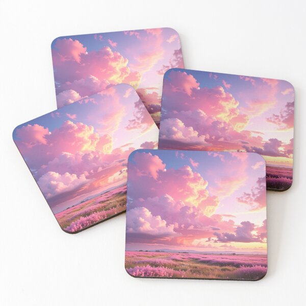 Item preview, A sunset with a field of flowers and clouds designed and sold by KassiesKreation.