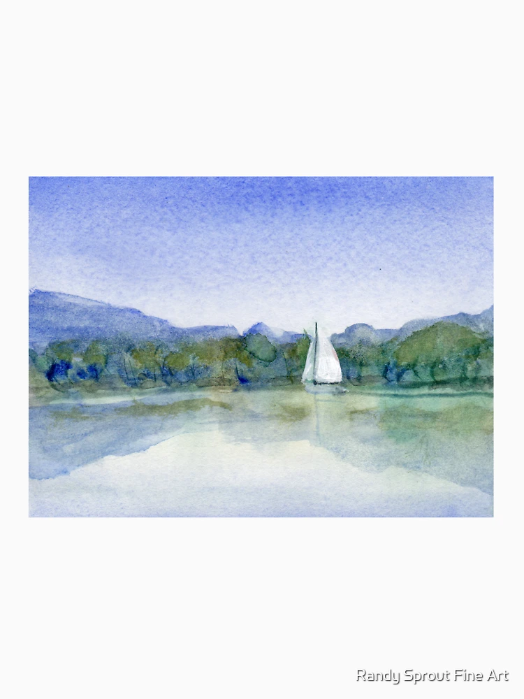 Thumbnail 4 of 4, Racerback Tank Top, Lake Union Spring Sailing designed and sold by Randy Sprout Fine Art.