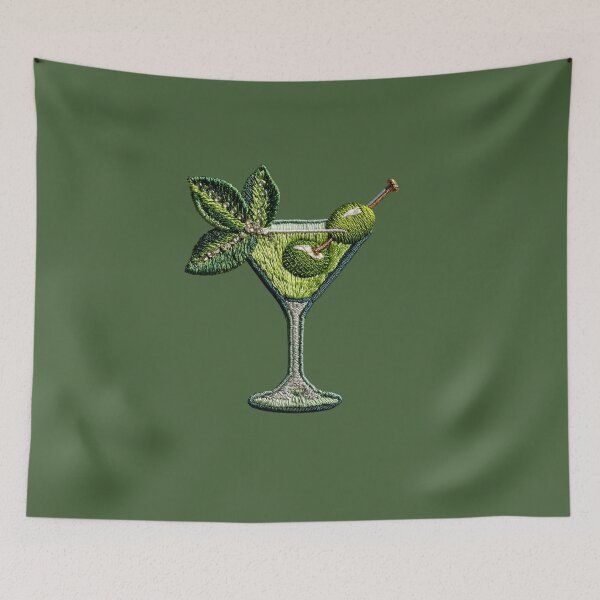 Item preview, Dirty Martini Cocktail Embroidery Patch designed and sold by MegaNovaArt.