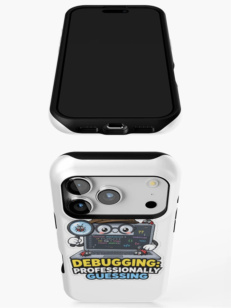 Thumbnail 3 of 4, iPhone Case, Debugging Professionally Guessing Cute Programmer Humor designed and sold by DebugLab.
