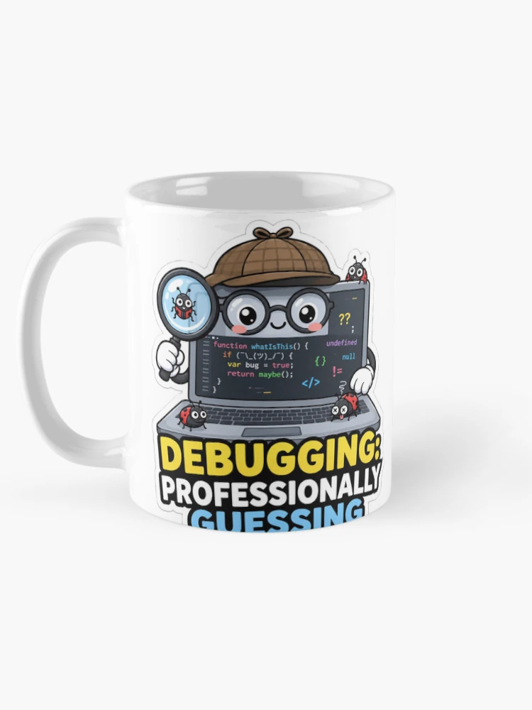 Thumbnail 5 of 6, Coffee Mug, Debugging Professionally Guessing Cute Programmer Humor designed and sold by DebugLab.