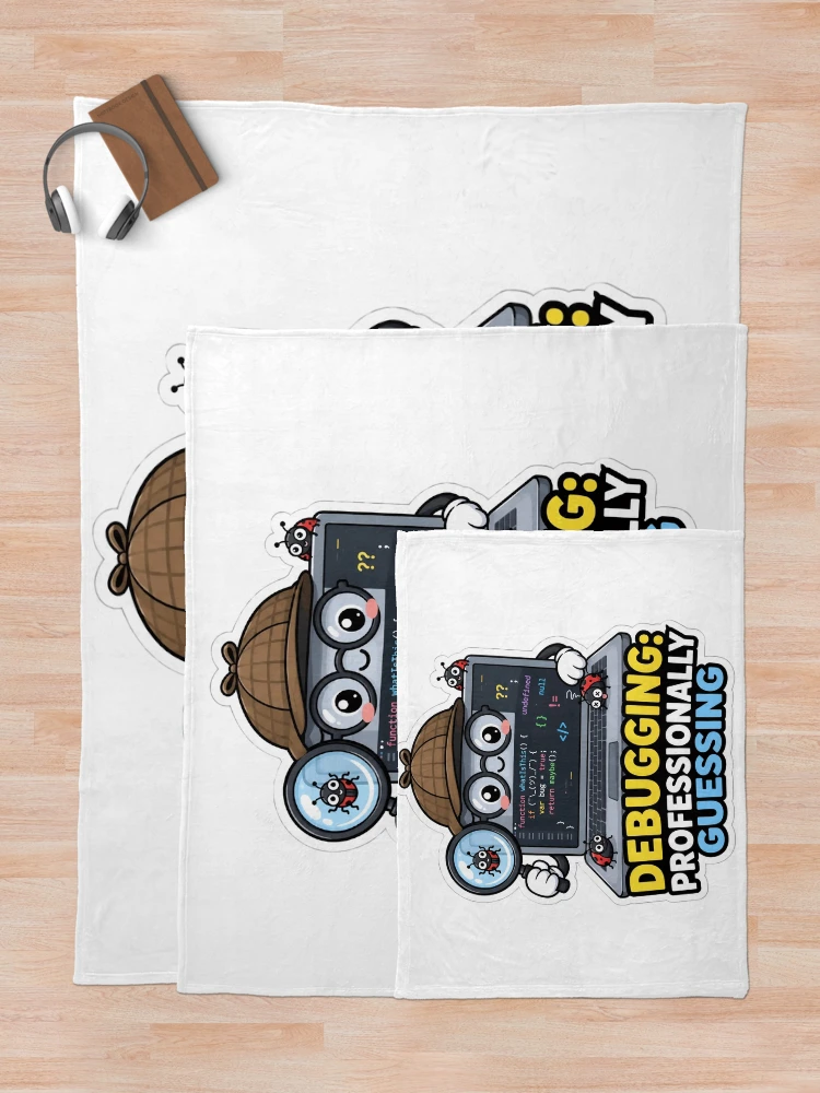 Thumbnail 5 of 6, Throw Blanket, Debugging Professionally Guessing Cute Programmer Humor designed and sold by DebugLab.