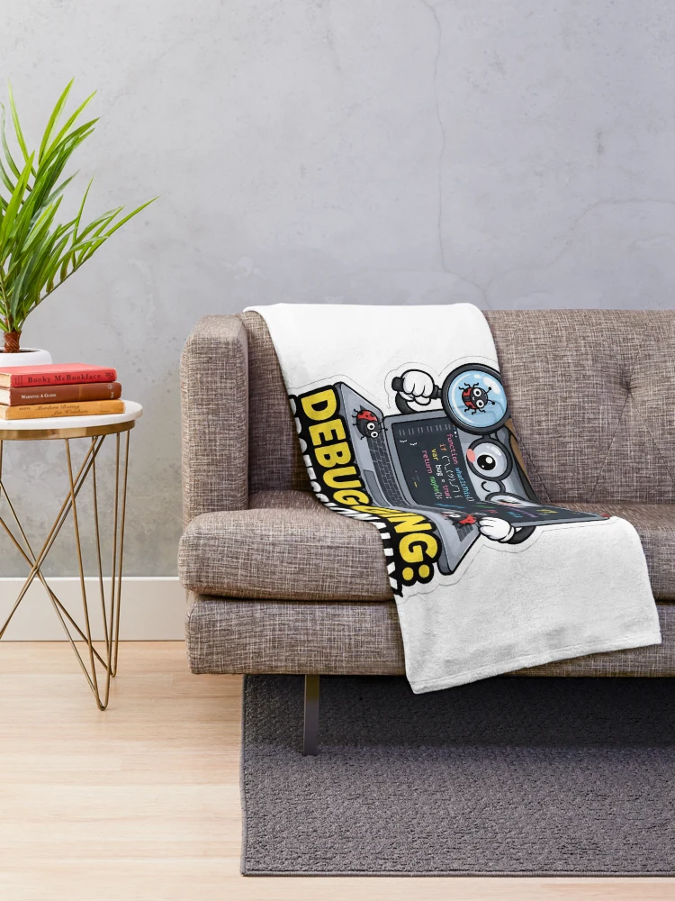 Thumbnail 2 of 6, Throw Blanket, Debugging Professionally Guessing Cute Programmer Humor designed and sold by DebugLab.