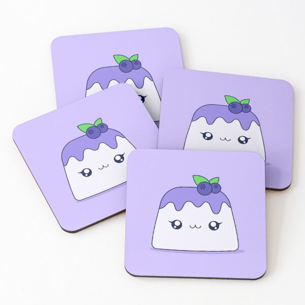 Item preview, Cute Kawaii Blueberry Pudding Dessert Character Illustration Design designed and sold by CozyLittleShop.