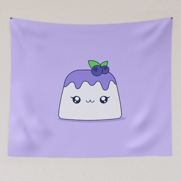 Item preview, Cute Kawaii Blueberry Pudding Dessert Character Illustration Design designed and sold by CozyLittleShop.