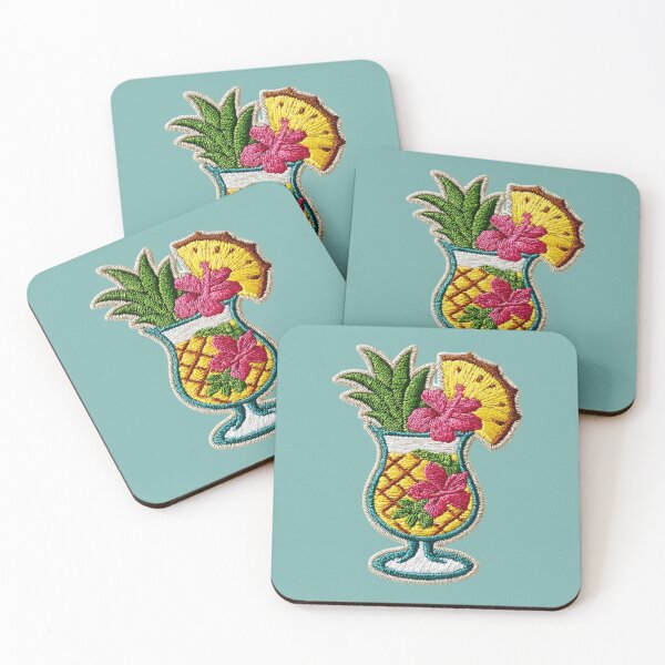 Item preview, Tropical Pineapple Cocktail Embroidery Patch designed and sold by MegaNovaArt.