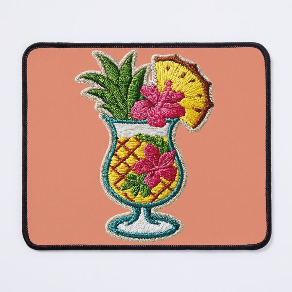Item preview, Tropical Pineapple Cocktail Embroidery Patch designed and sold by MegaNovaArt.