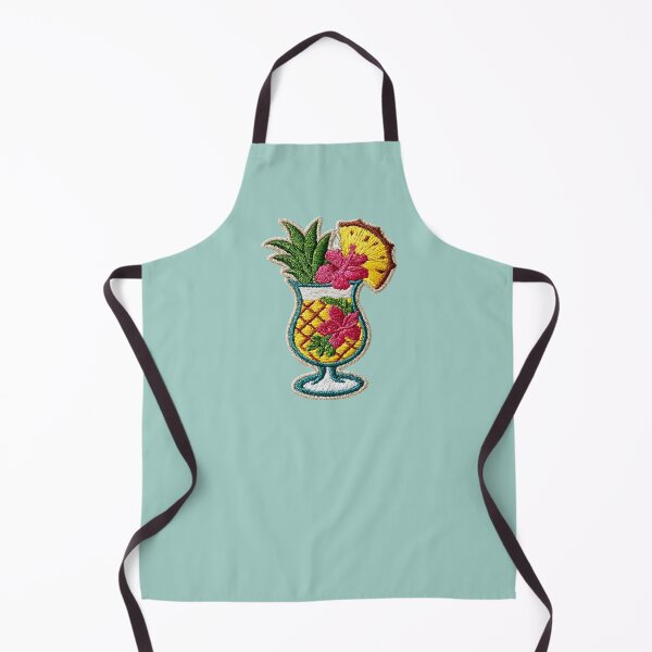 Item preview, Tropical Pineapple Cocktail Embroidery Patch designed and sold by MegaNovaArt.