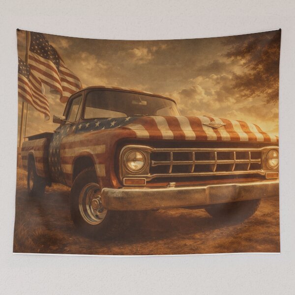 Item preview, USA Old Money – Cinematic Truck Art Print designed and sold by Ve state official.