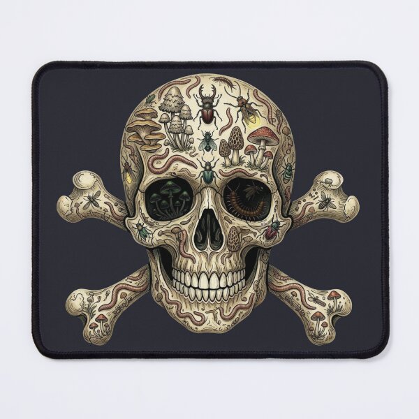 Item preview, Gothic Mushroom and Insect Skull - Vintage Entomology Art designed and sold by DsTeesApparel.