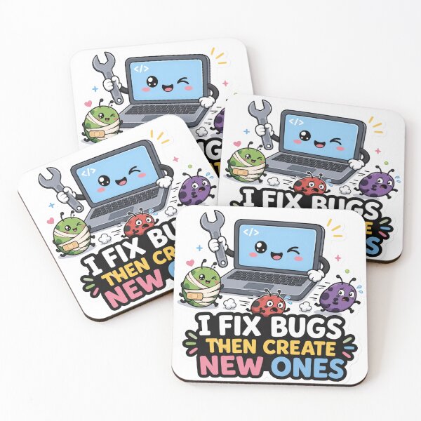 Item preview, I Fix Bugs Then Create New Ones Cute Coder Humor designed and sold by DebugLab.