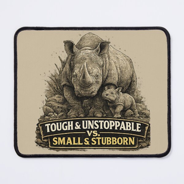 Item preview, Tough and Unstoppable vs Small and Stubborn Rhino Parent Humor designed and sold by planetreynolds.