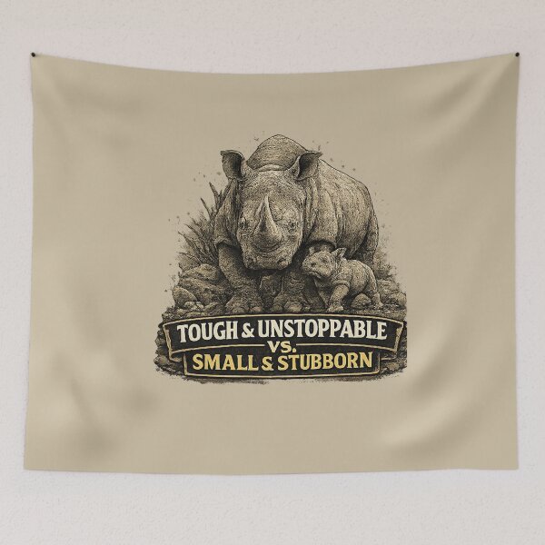 Item preview, Tough and Unstoppable vs Small and Stubborn Rhino Parent Humor designed and sold by planetreynolds.