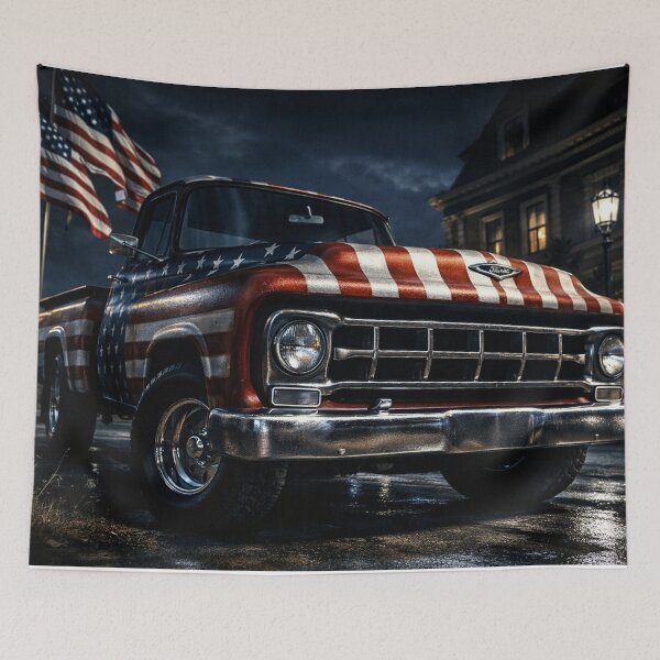 Item preview, USA Old Money – Cinematic night Truck Art Print designed and sold by Ve state official.