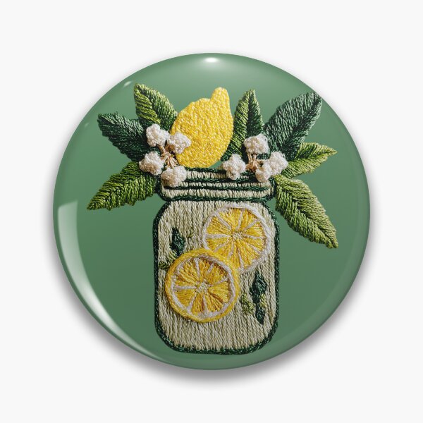 Item preview, Rustic Lemon Mason Jar Embroidery Patch  designed and sold by MegaNovaArt.