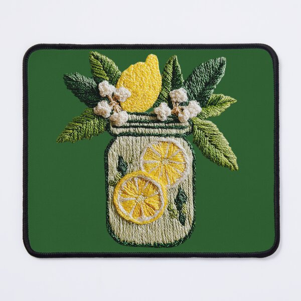 Item preview, Rustic Lemon Mason Jar Embroidery Patch designed and sold by MegaNovaArt.