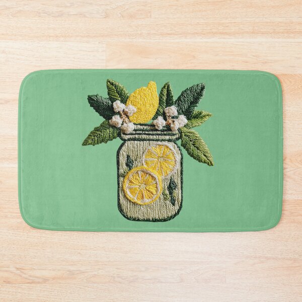 Item preview, Rustic Lemon Mason Jar Embroidery Patch  designed and sold by MegaNovaArt.
