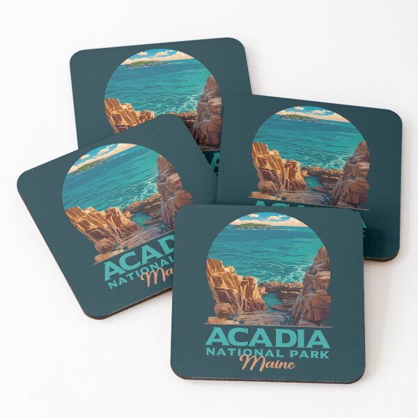 Item preview, Acadia National Park Maine Vintage Ocean Poster designed and sold by LinaValearte.