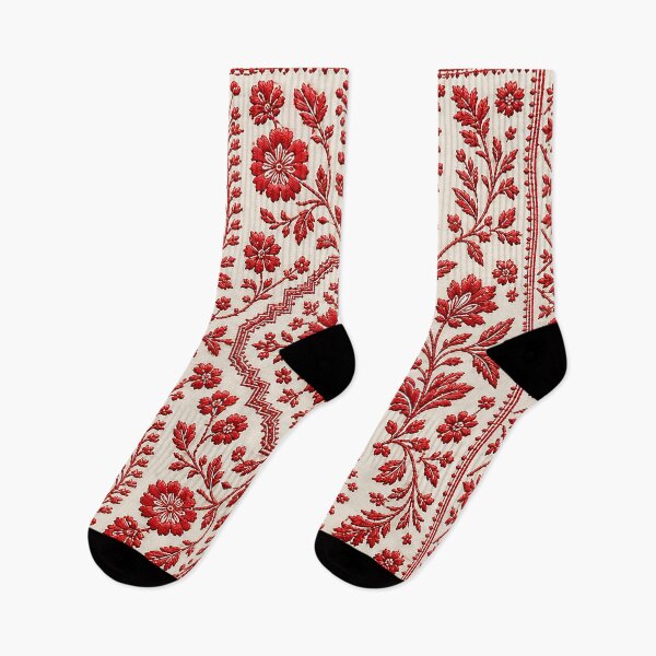 Item preview, Traditional Red Tatreez Floral Pattern Palestine Embroidery designed and sold by BrainCurves.