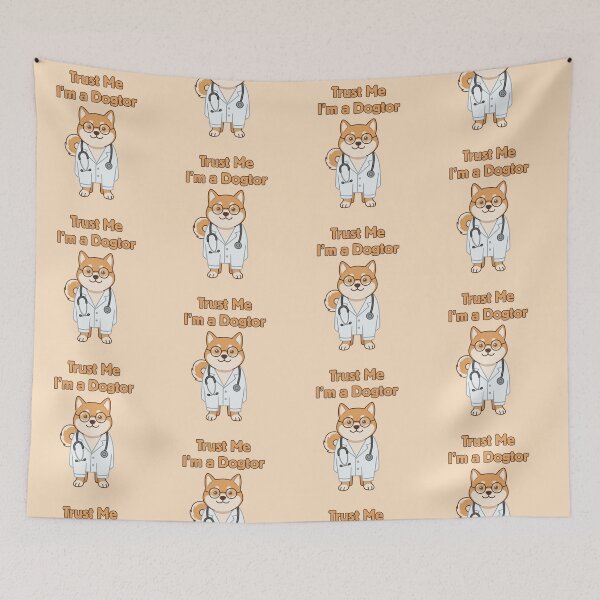 Item preview, Trust Me I’m A Dogtor Funny Shiba Inu Vet Cartoon Minimal Kawaii Design designed and sold by Im-Ara.