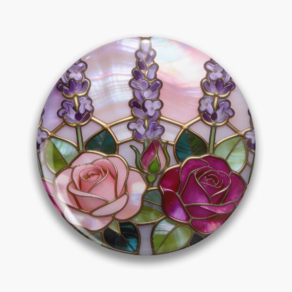 Item preview, Roses and Lavender Stained Glass designed and sold by CalmnessbyChoice.