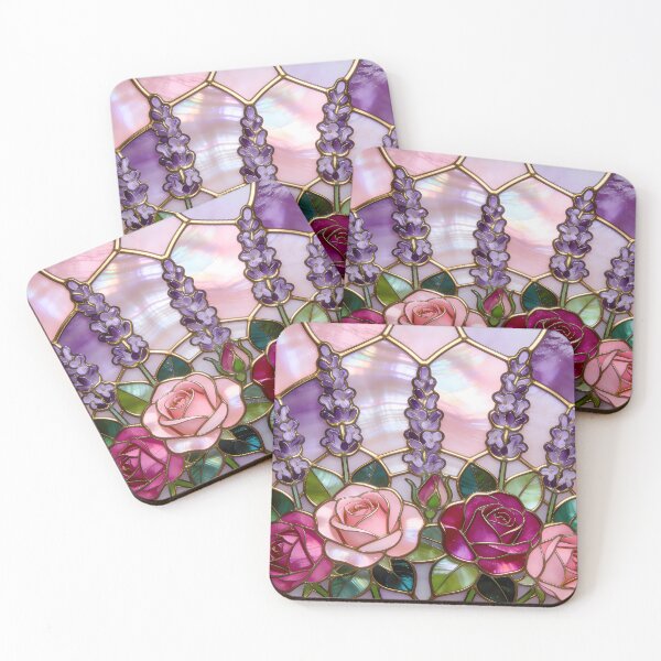 Item preview, Roses and Lavender Stained Glass designed and sold by CalmnessbyChoice.
