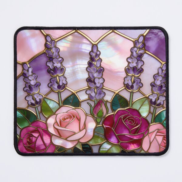 Item preview, Roses and Lavender Stained Glass designed and sold by CalmnessbyChoice.