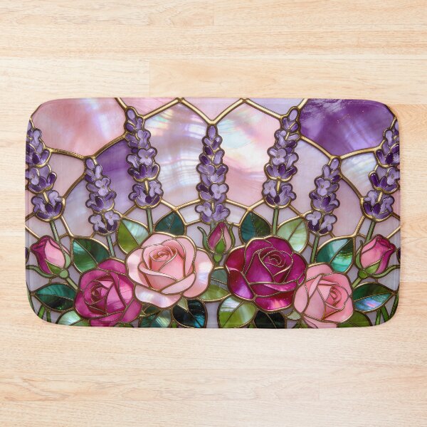 Item preview, Roses and Lavender Stained Glass designed and sold by CalmnessbyChoice.