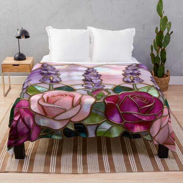 Item preview, Roses and Lavender Stained Glass designed and sold by CalmnessbyChoice.