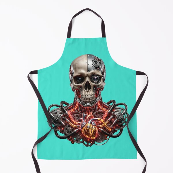 Item preview, Cyberpunk Skull with Mechanical Heart and Neon Wires Art designed and sold by Utopian-Magic.
