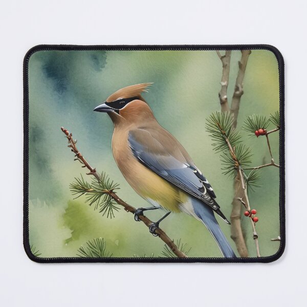 Item preview, Cedar Waxwing Watercolor Wildlife Bird Art designed and sold by MaverlyShop.