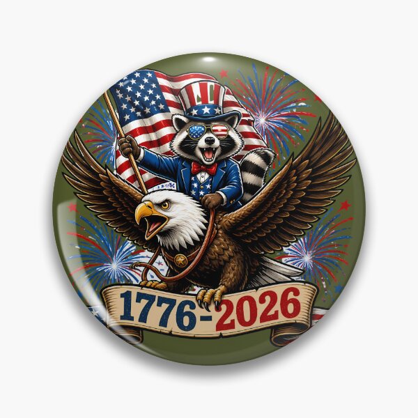 Item preview, Bald Eagle Riding Raccoon America 250 Patriotic Design | 1776 2026 Independence Day | Funny  July 4th Freedom Express designed and sold by VectorJoy.
