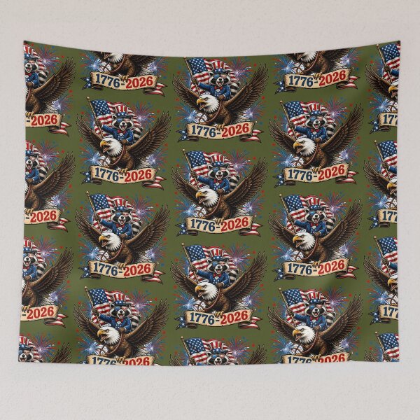 Item preview, Bald Eagle Riding Raccoon America 250 Patriotic Design | 1776 2026 Independence Day | Funny  July 4th Freedom Express designed and sold by VectorJoy.