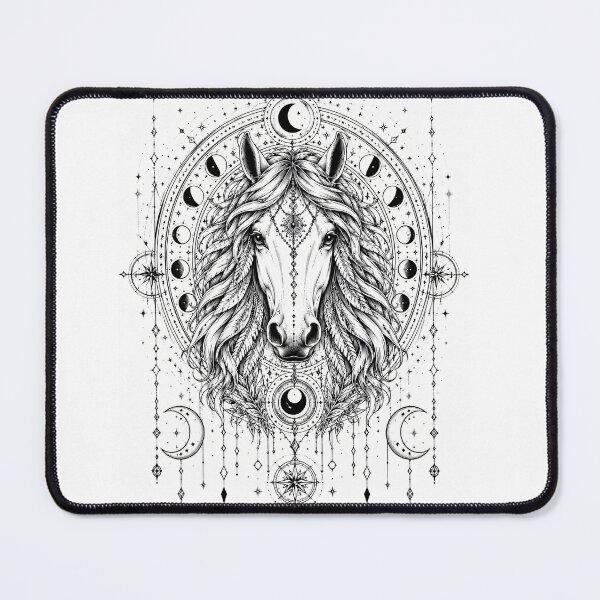 Item preview, Celestial Horse Mandala Line Art | Moon Phases, Sacred Geometry & Spiritual Strength designed and sold by suryabumblee.
