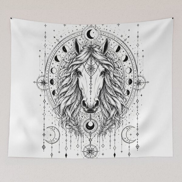 Item preview, Celestial Horse Mandala Line Art | Moon Phases, Sacred Geometry & Spiritual Strength designed and sold by suryabumblee.