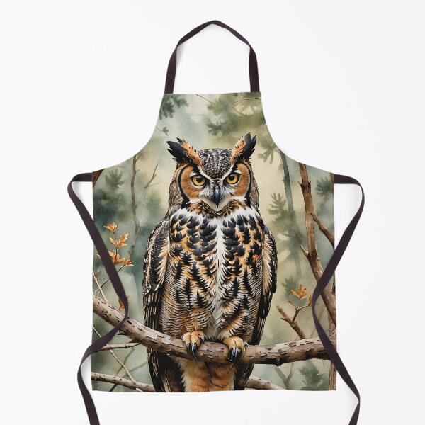 Item preview, Great Horned Owl Watercolor Wildlife Bird Art designed and sold by MaverlyShop.