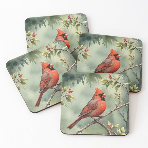 Item preview, Northern Cardinal Watercolor Wildlife Bird Art designed and sold by MaverlyShop.