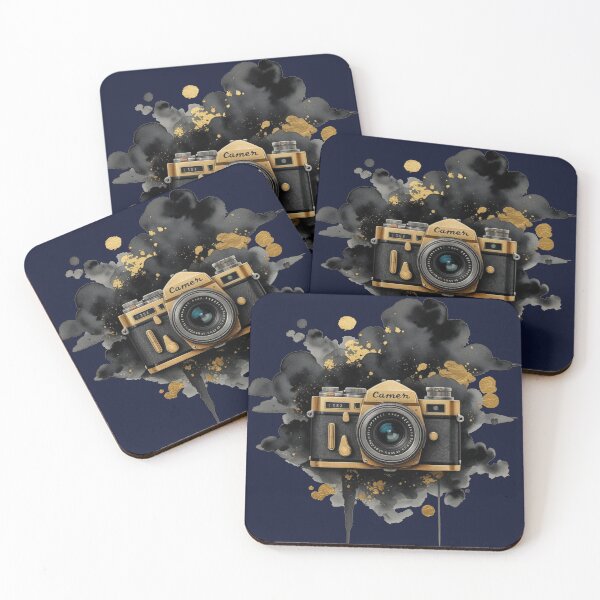 Item preview, Vintage Camera Watercolor Art | Black and Gold Photography Design designed and sold by Biedroneczka.