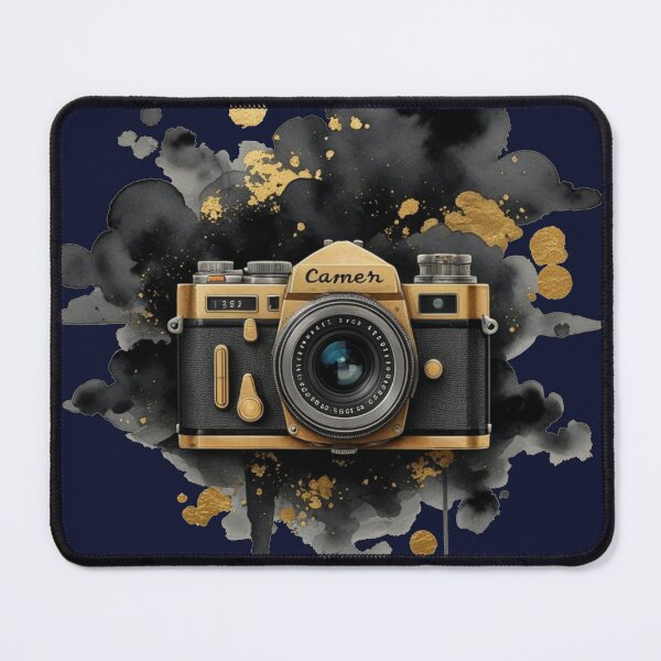 Item preview, Vintage Camera Watercolor Art | Black and Gold Photography Design designed and sold by Biedroneczka.