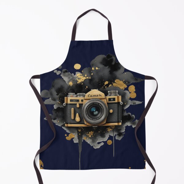 Item preview, Vintage Camera Watercolor Art | Black and Gold Photography Design designed and sold by Biedroneczka.