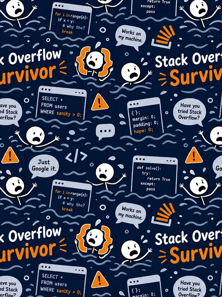 Thumbnail 4 of 4, iPhone Case, Stack Overflow Survivor – Programmer Panic Pattern designed and sold by DebugLab.