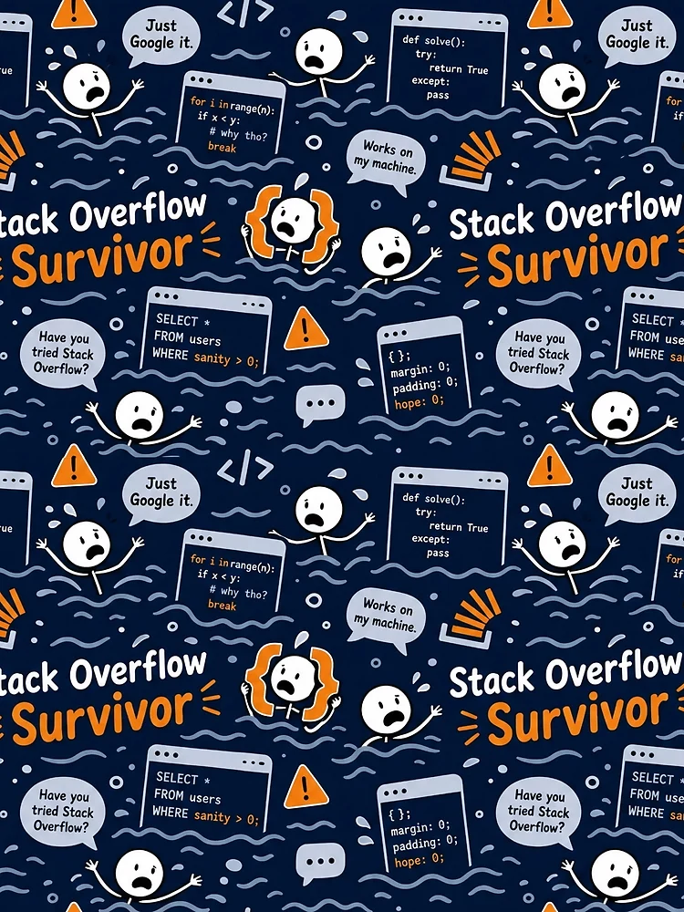 Thumbnail 3 of 3, Scarf, Stack Overflow Survivor – Programmer Panic Pattern designed and sold by DebugLab.