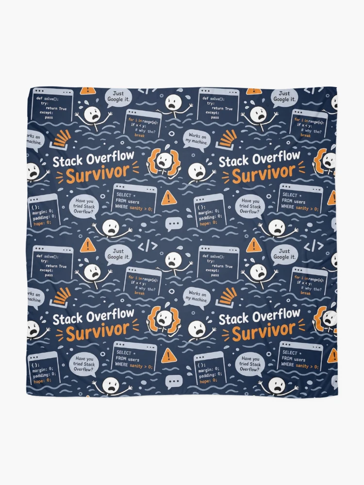 Thumbnail 2 of 3, Scarf, Stack Overflow Survivor – Programmer Panic Pattern designed and sold by DebugLab.