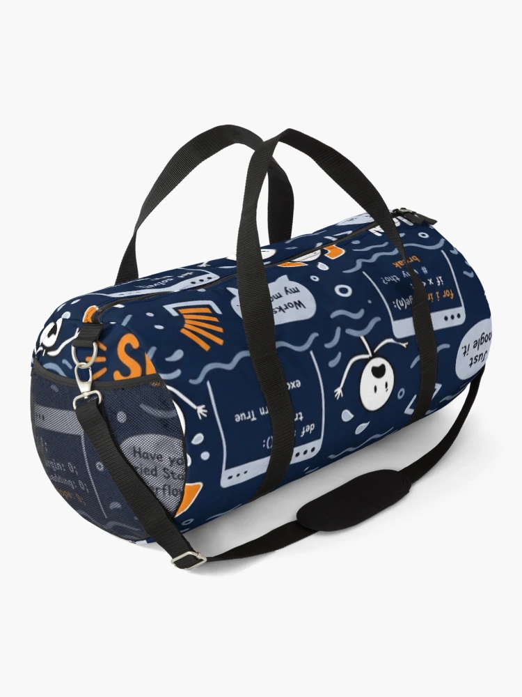 Thumbnail 2 of 3, Duffle Bag, Stack Overflow Survivor – Programmer Panic Pattern designed and sold by DebugLab.