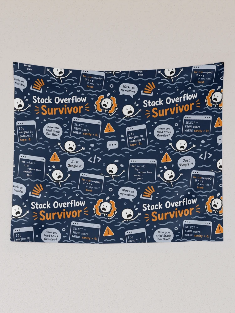 Thumbnail 2 of 3, Tapestry, Stack Overflow Survivor – Programmer Panic Pattern designed and sold by DebugLab.