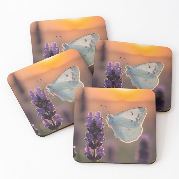 Item preview, White Butterfly on Lavender at Sunset designed and sold by Violafleurviolett.