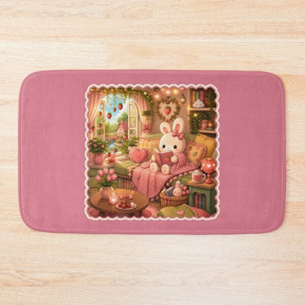 Item preview, Cute Strawberry Bunny Reading Nook Kawaii Cottagecore Book Lover Aesthetic designed and sold by ALH Apparel.